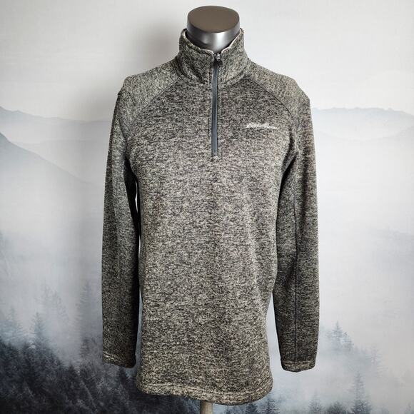 Eddie Bauer Fleece 1/4-Zip Heather Charcoal Pullover | Men's Medium - Picture 1 of 14